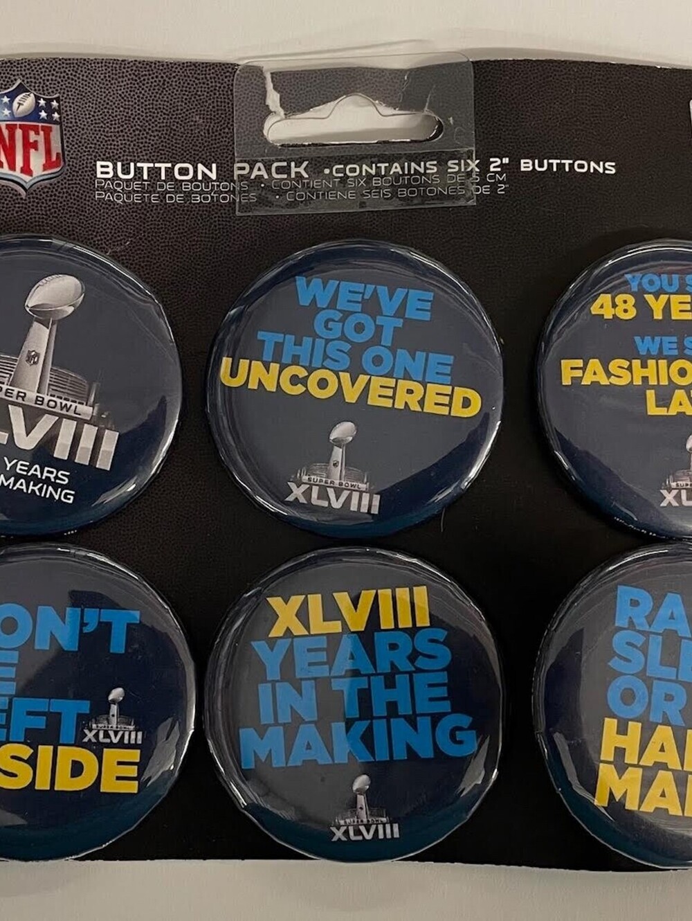 Super Bowl XLVIII Button Pack . 6, 2" Buttons